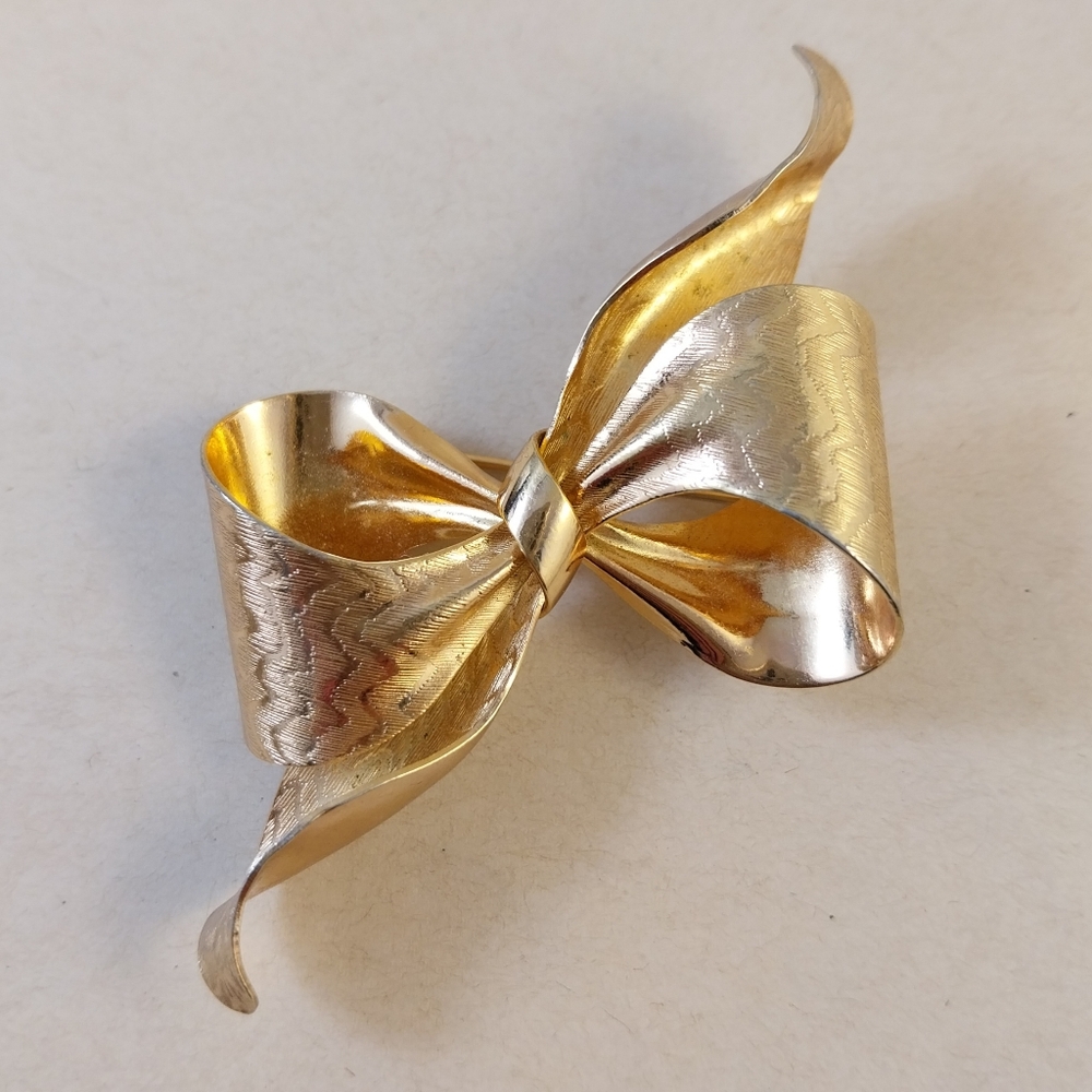 Vintage Gold Planted  Bow Brooch - Picture 15 of 15
